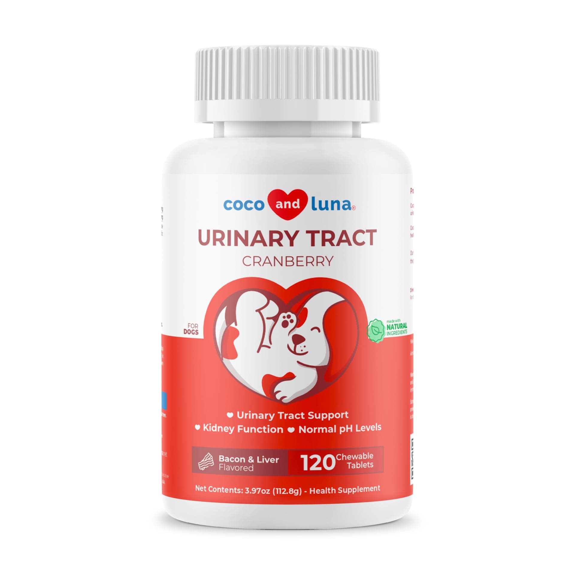 Cranberry for Dogs - 120 Chewable Tablets - Urinary Tract Support, Bladder Support for Dogs, Dog UTI, Bladder Stones, Dog Incontinence Support, Cranberry Supplement for Dogs (Tablets)