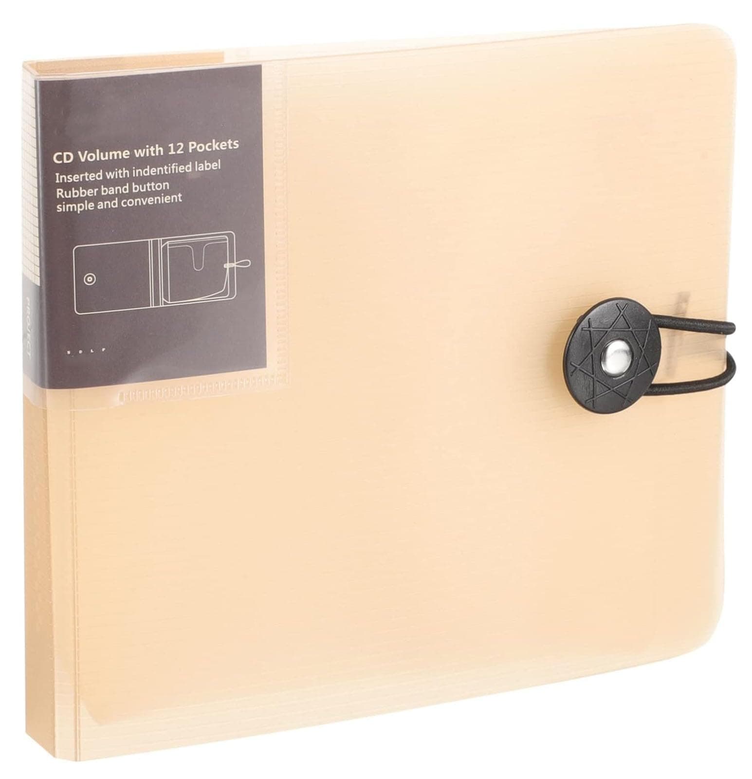 AJIODA Polypropylene Sleeve Disc Organizer VCD Wallets Video Game Storage Bags Disc Storage Case Disc Case CD DVD Box Rack Storage Box Clear Binder for 12 Discs, Brown