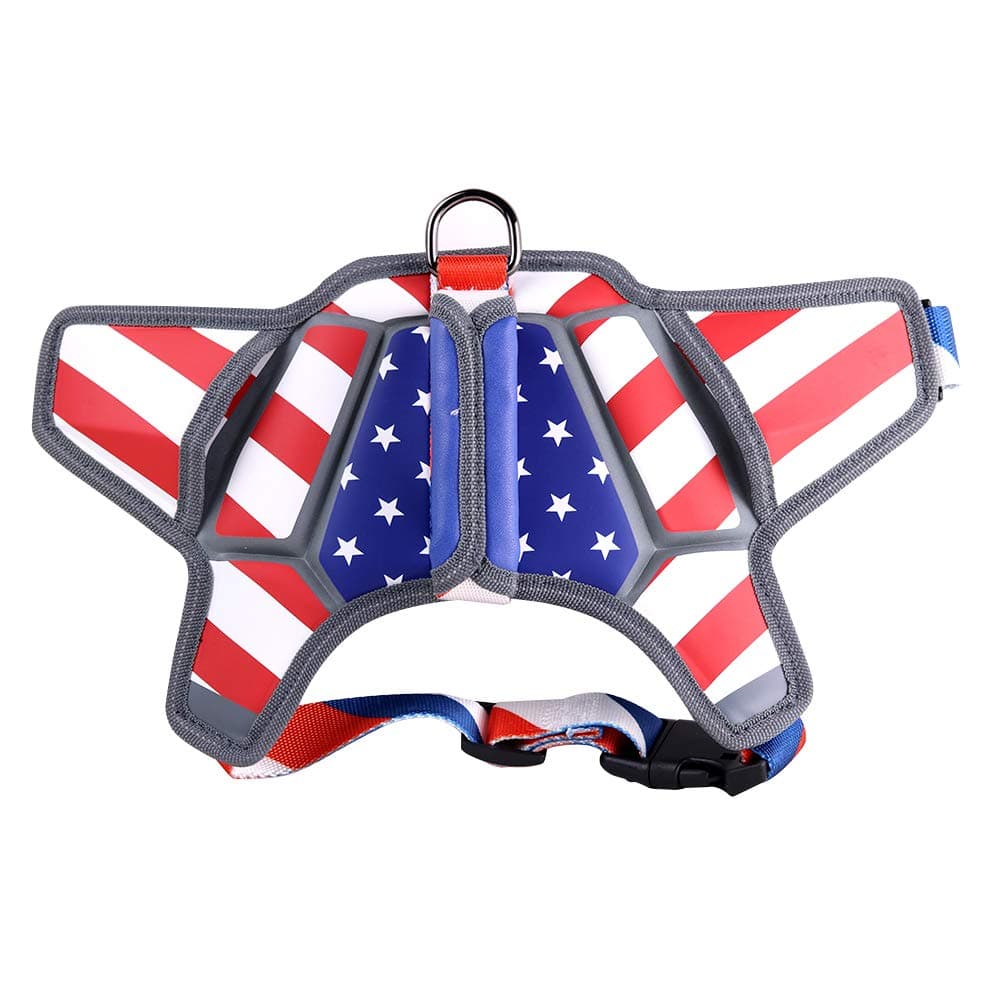 Dog Harness, No-Pull & Adjustable Large Dog Harness, American Flag Theme Dog Vest with Reflective Straps for Large Breed