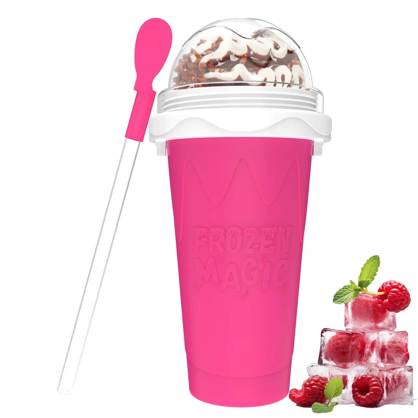 Slushie Maker Cup,DIY Magic Slash Maker Squeeze Cup,Portable Smoothie Slash Cup,Juice,Milk,Ice Cream Maker,Double Layer Squeeze Slash Maker Cup,Birthday Gift for Friends and Family