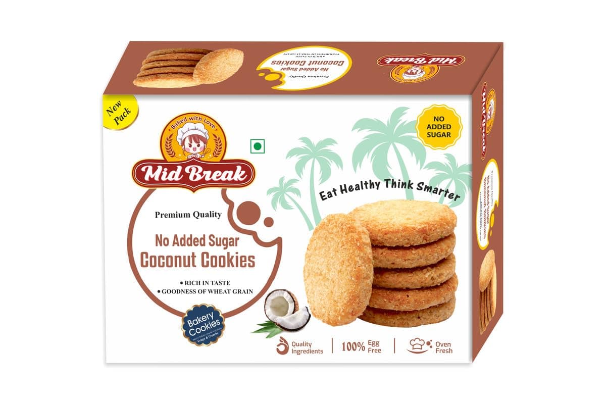 No Added Sugar Coconut Biscuits - 300gm (Pack Of 1) | High Fiber, Gut-Friendly, Low Glycemic Index Cookies | Tasty Biscuits For Healthy Tea Time Snacking