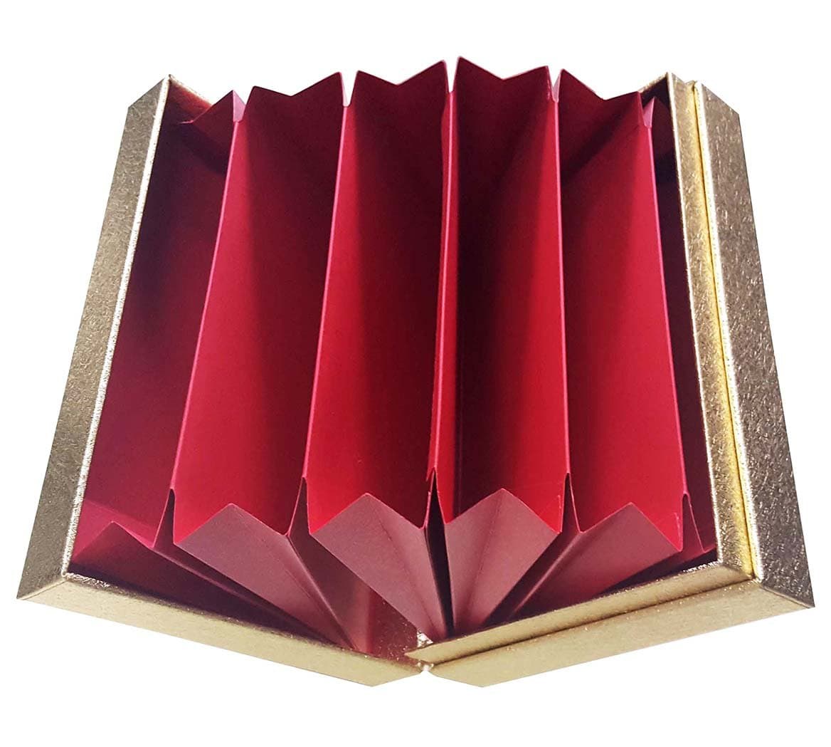 KODAMAA Stylish Leatherette Paper Storage Box with 6 Inside Pockets for Office File, Jewelry, CD, Bill, Photo Organizing (Bright Gold)