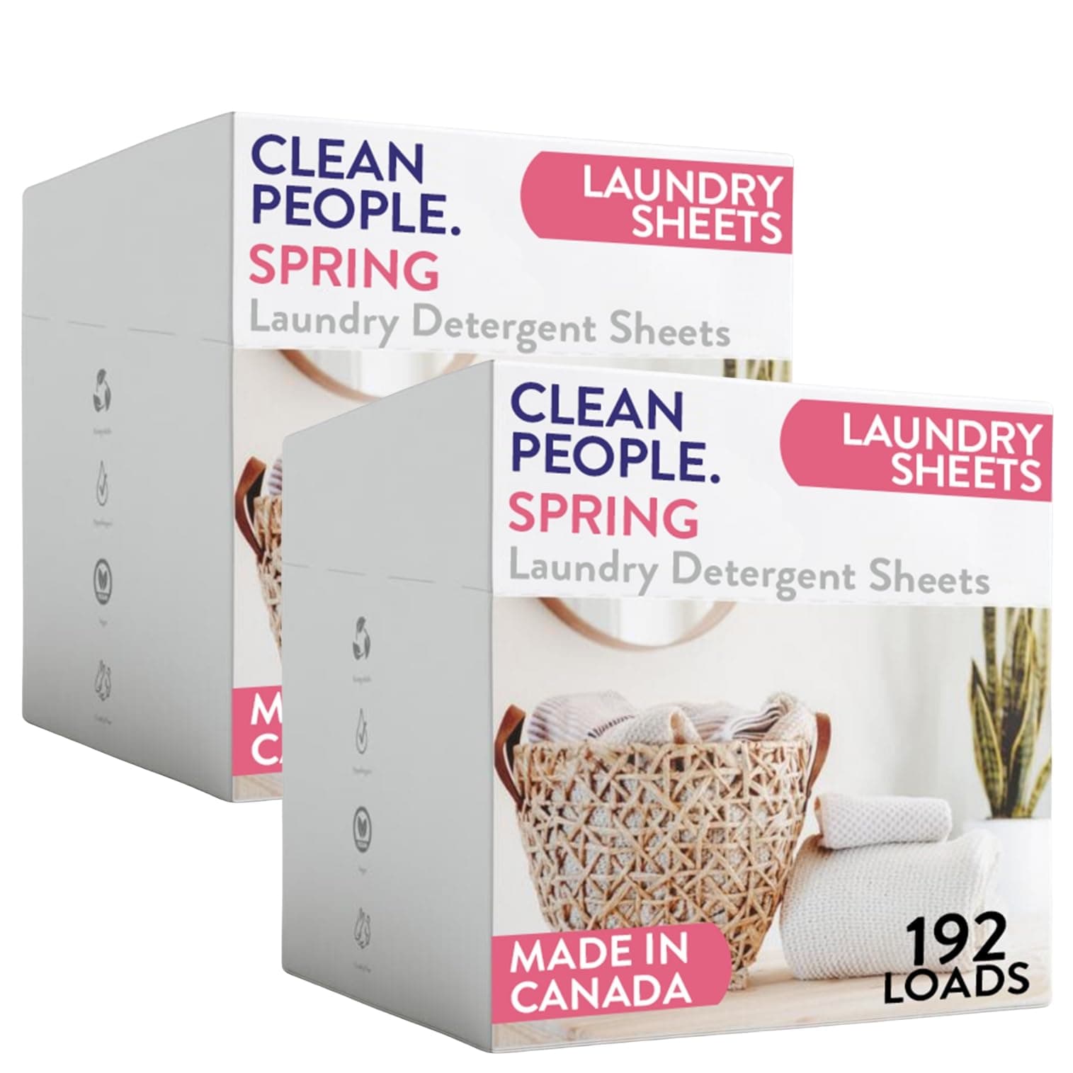 Clean People Laundry Detergent Sheets- Recyclable Packaging, Hypoallergenic, Stain Fighting, Works with All Machines including HE (384 Count, Spring)
