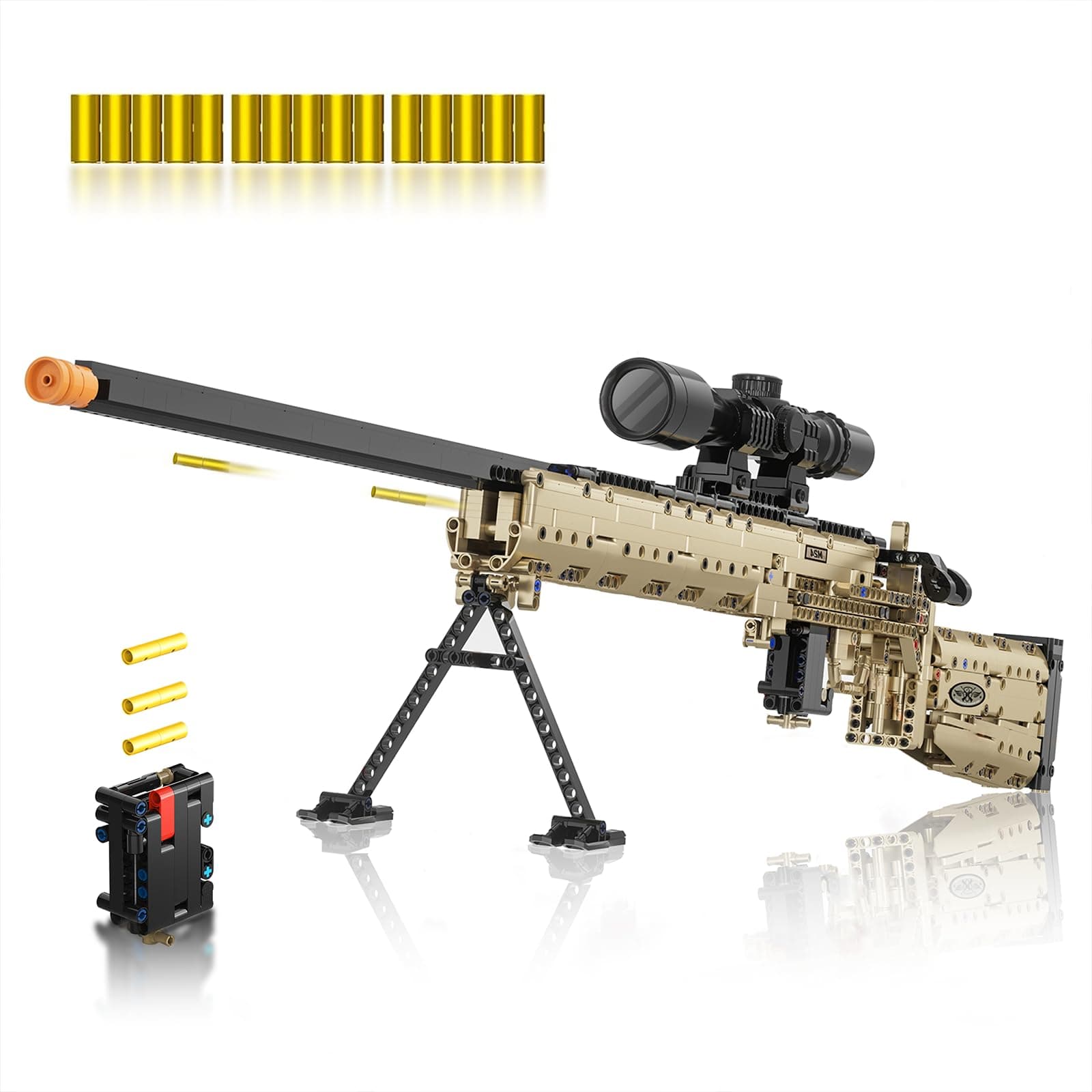 M24 Building Blocks Gun-Sets, 1:1 Large Army Toys for Boys Adult Teen, Shootable Sniper Model Guns, Cool Birthday Gifts for Men Kids, Collectible Block Weapon for Military Fan 1380 PCS