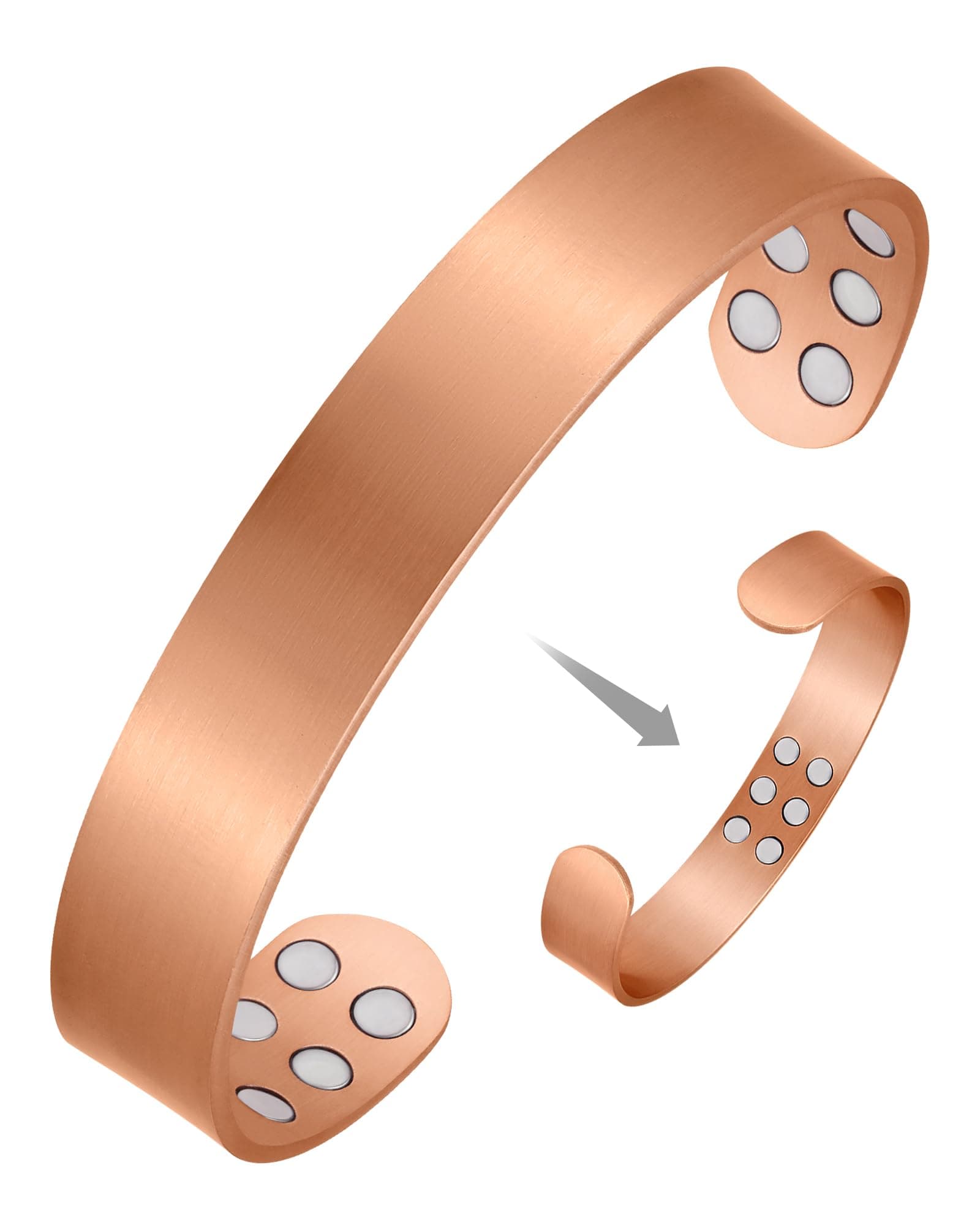 Jeracol Men Copper Bracelet with 18Pcs Magnets,99% Solid Pure Copper Magnetic bracelet with Ultra Strength Magnets,Adjustable Bangle with Gift Box.