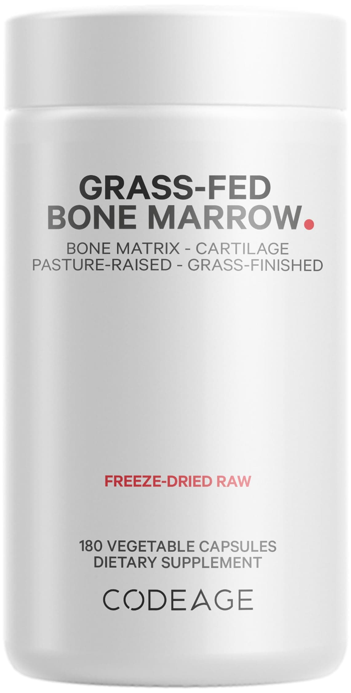 Grass-Fed Bone Marrow Supplement – Freeze-Dried, Non-Defatted Beef Bone Matrix & Cartilage – 1500mg per Serving, 180 Capsules