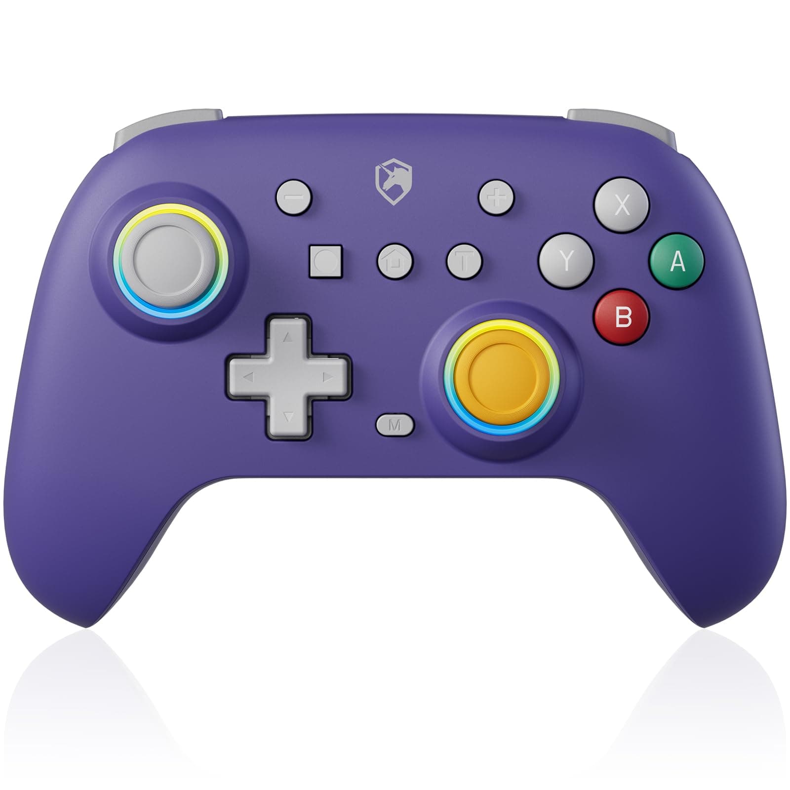 ECHTPower Purple Wireless Switch Controller, 2024 Retro Color Gamepad with Hall Joysticks/RGB/Macro/Turbo/Vibration, Compatible with Switch/OLED/PC/Adroid/iOS