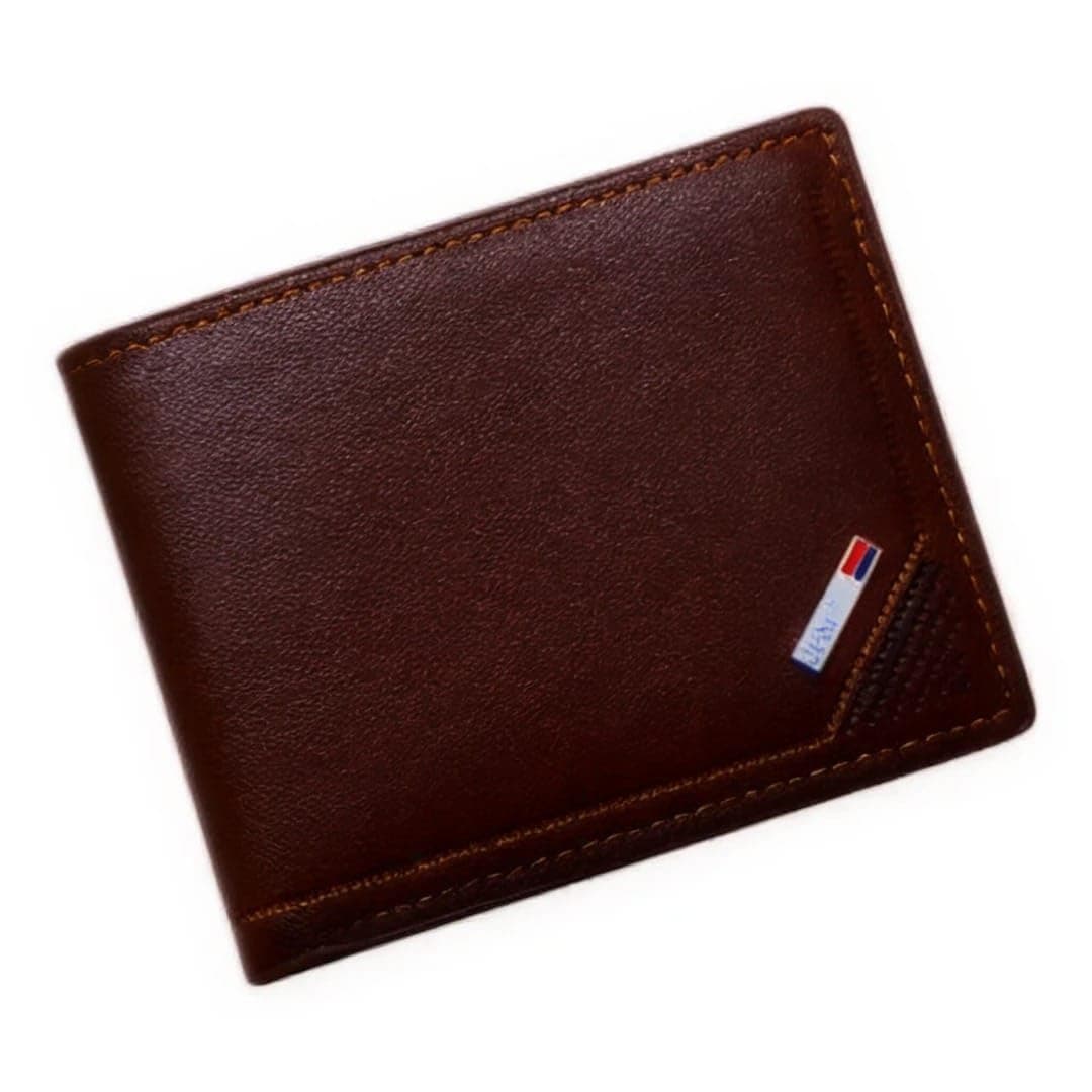 New Men's Wallet Short Wallet Thin Multi Card Purses Capacity Horizontal Business Soft Leather Clip (Coffee Brown)