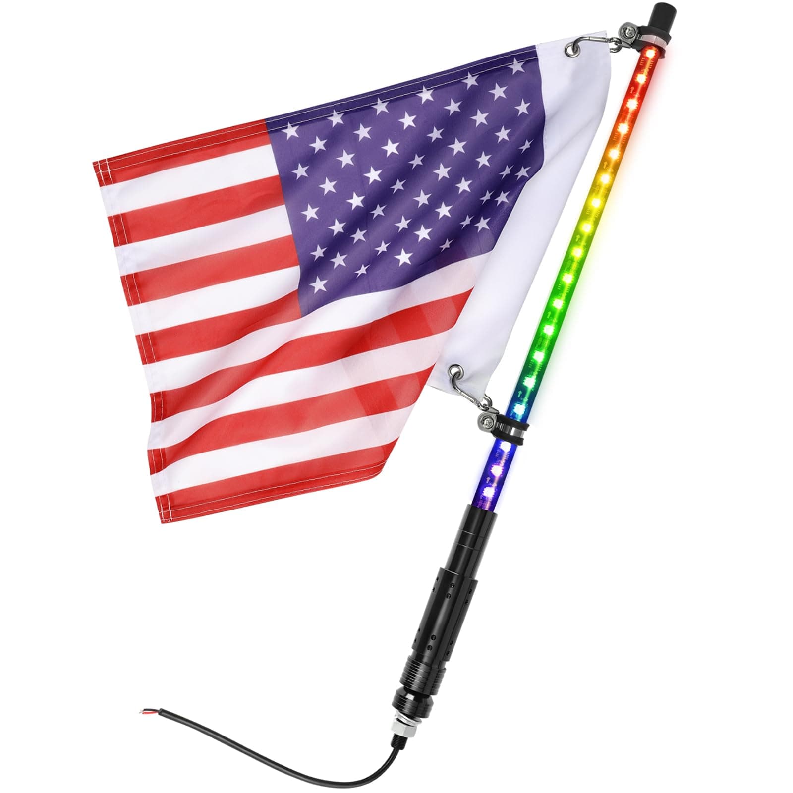 2FT Whip Light for Side by Side RGB LED Whips Flag Pole Safety Antenna LED Lighted Whip for ATV Polaris RZR Ranger Can-Amx3 Truck Pickup