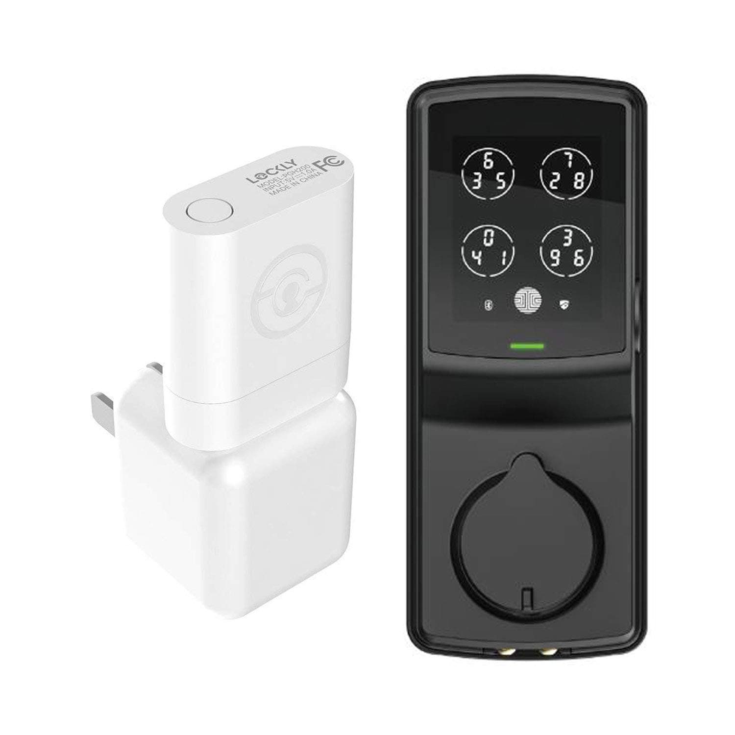 Lockly Secure Link WiFi Smart Hub Door Sensor Bundle with The Smart Deadbolt Door Lock, Matte Black