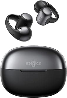 SHOKZ OpenDots ONE Open Ear Headphones, Premium Dolby Audio 6.5g Clip On Earbuds 40 hrs Playtime, Bluetooth 5.4, Wireless Earphones with Mic, Fast Charging, IP54, with Cleaning Cloth, Commuting- Black