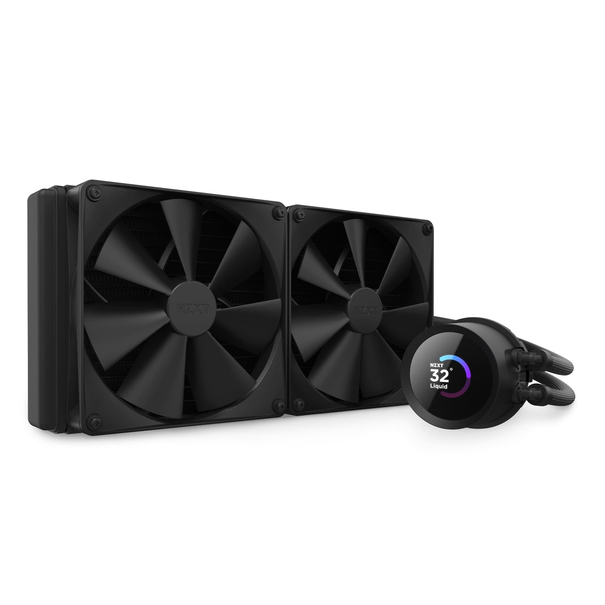 NZXT Kraken 240-240mm AIO CPU Liquid Cooler - Customizable 1.54"" Square LCD Display for Images, Performance Metrics and More - High-Performance Pump - 2 x F120P Fans - Black (RL-KN240-B1)