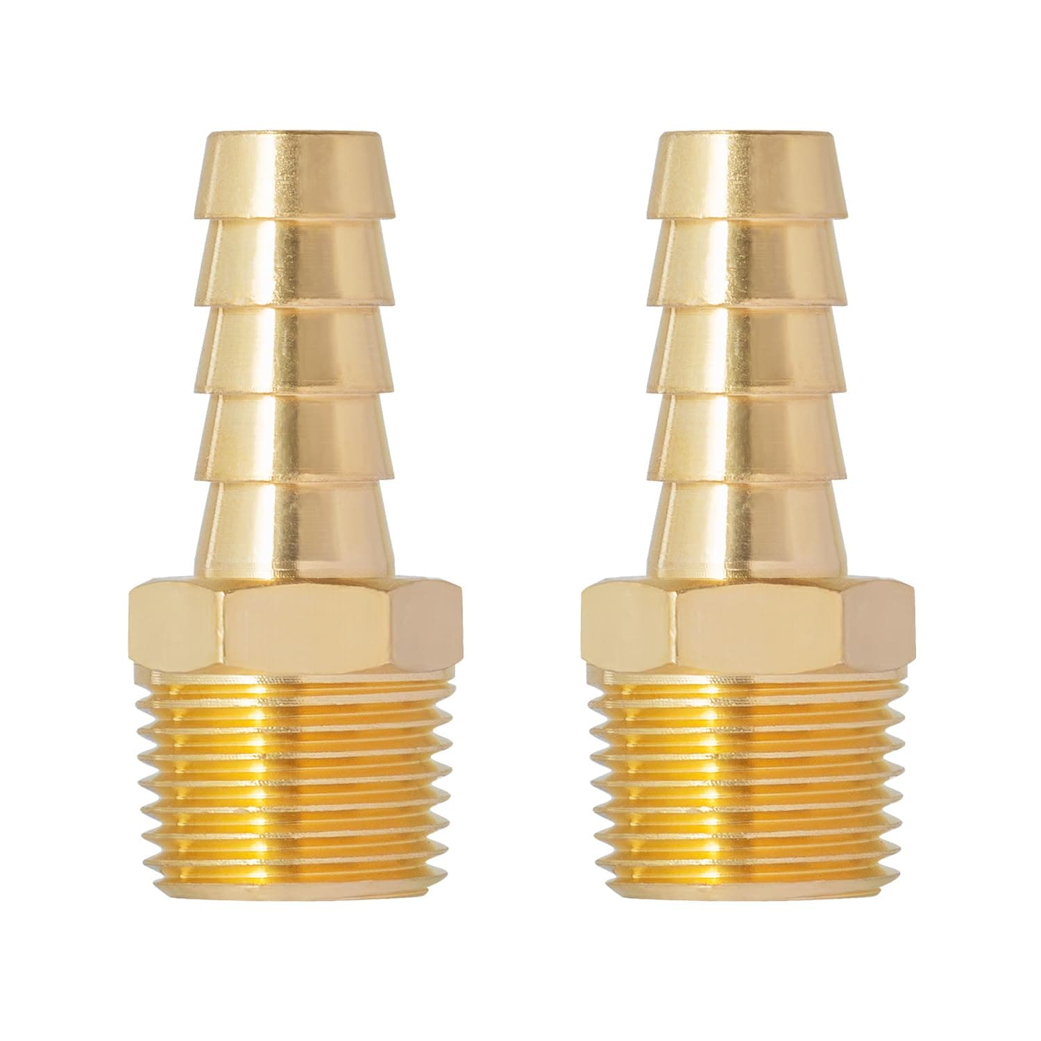 SUNGATOR Brass Hose Fitting, Adapter, 3/8" Barb x 3/8" NPT Male Pipe (2-Pack)