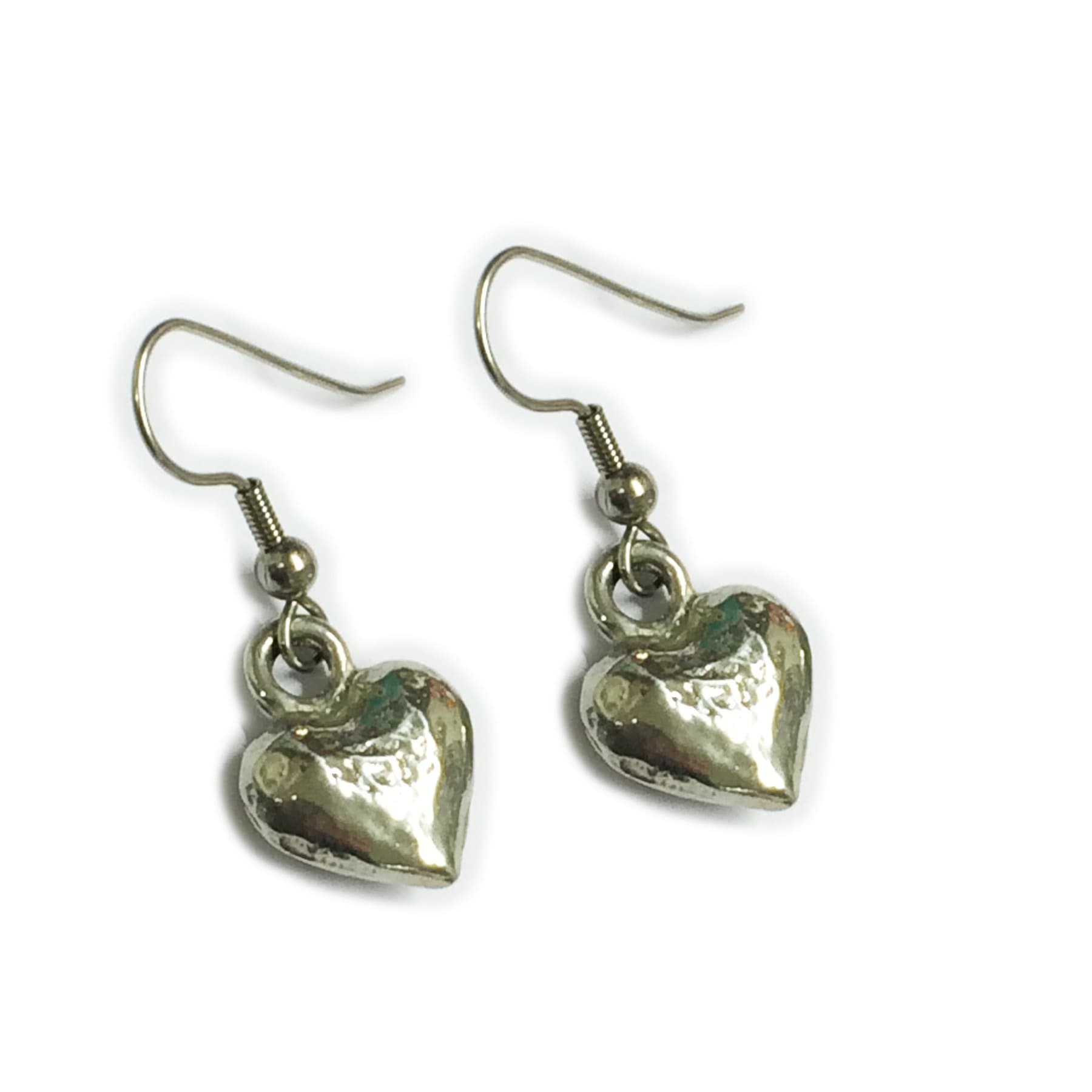 10th Anniversary Rustic Tin Heart Earrings