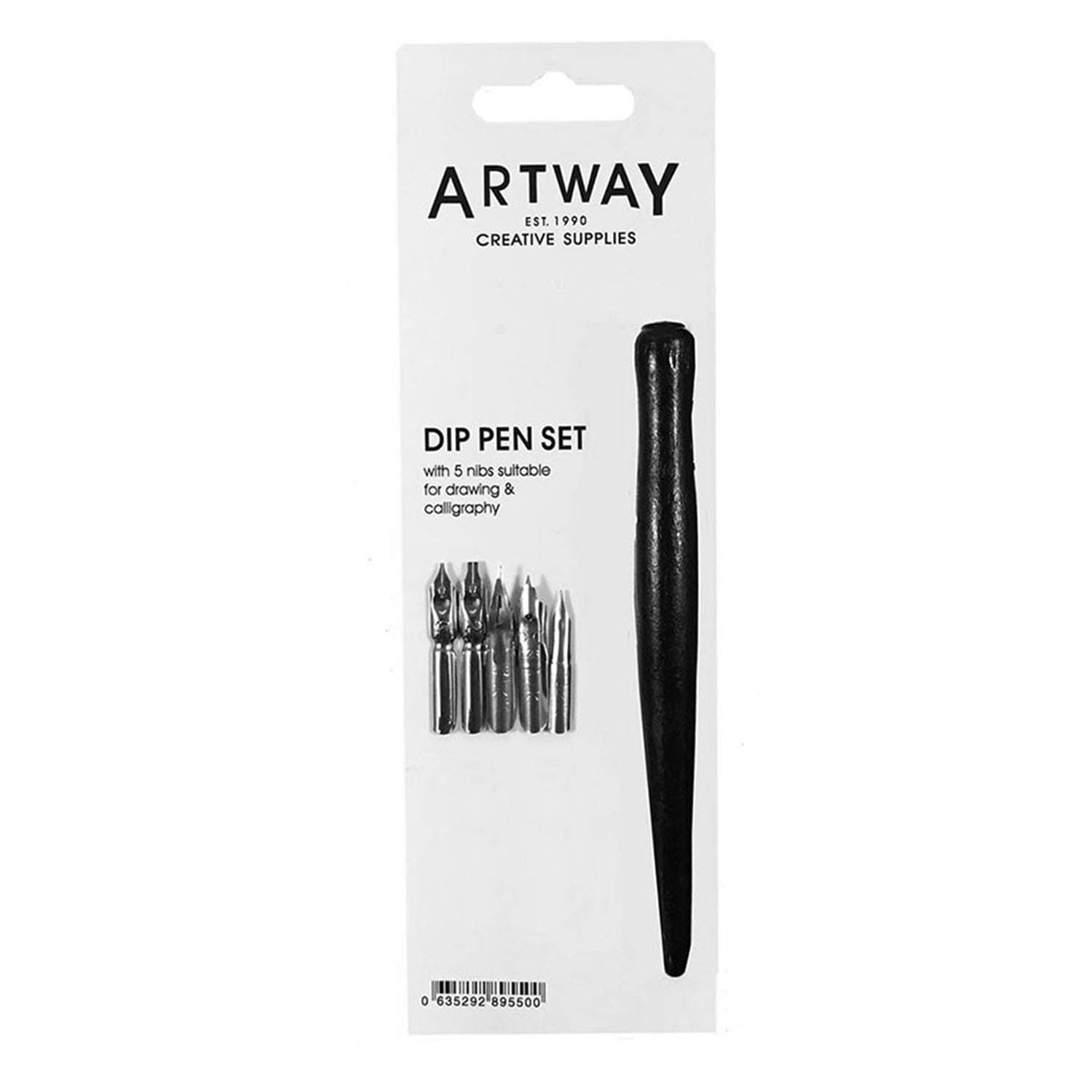 Artway Dip Pen Set with 5 Drawing & Calligraphy Nibs,black