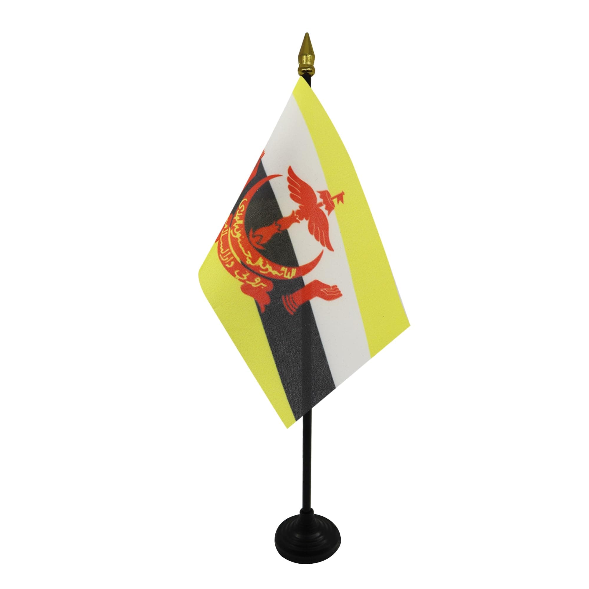 AZ FLAG - Brunei Mini Table Flag - 15 x 10 cm - Bruneian Office Flag 100% Polyester with Golden Tip Pole