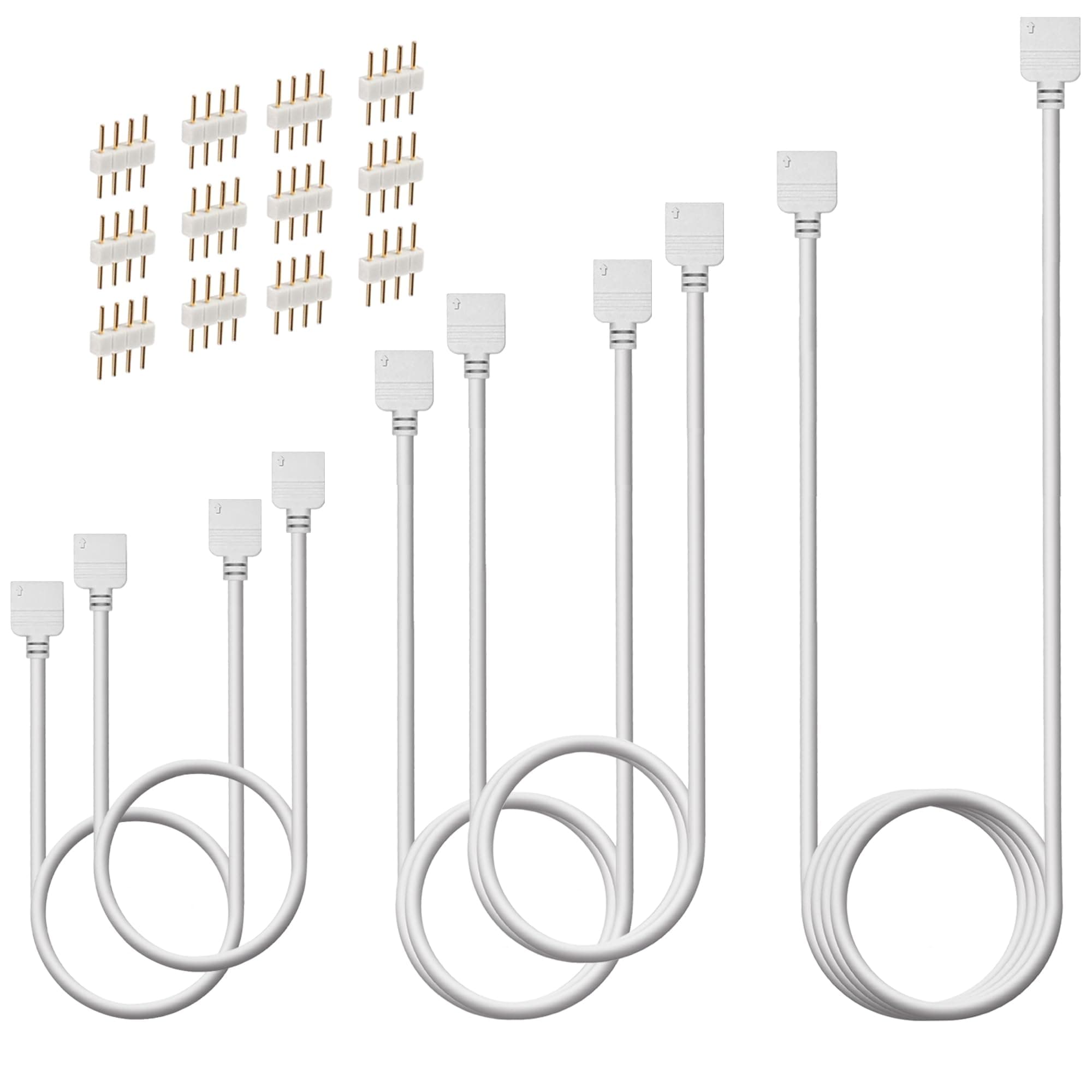 RGB Extension Wire,Comes with 3 Type of Length,Include 2X 3.3ft, 2X 6.6ft and 1x16.4ft for 4Pin 10mm RGB LED Strip Light