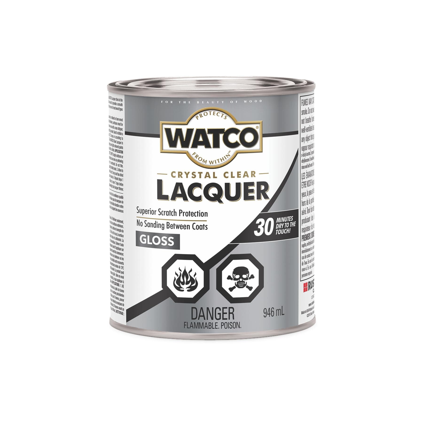63041 Lacquer Clear Wood Finish, Quart, Clear Gloss