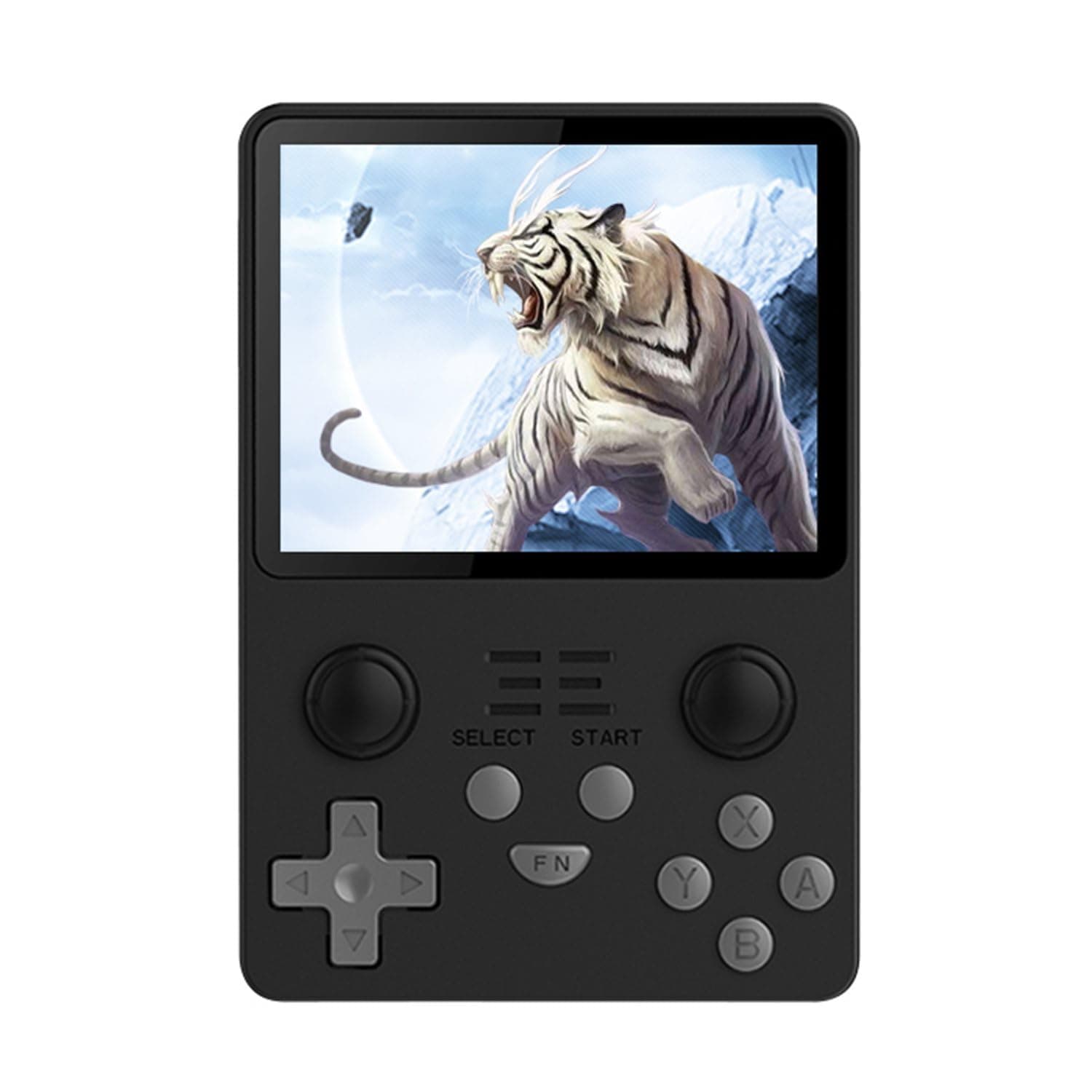 RGB20S Handheld Retro Game Console Pow Kitty Handheld Arcade Game with Built-in 16+64G Card & 15000 Games, 3.5 Inch IPS Screen Game Player (Black)