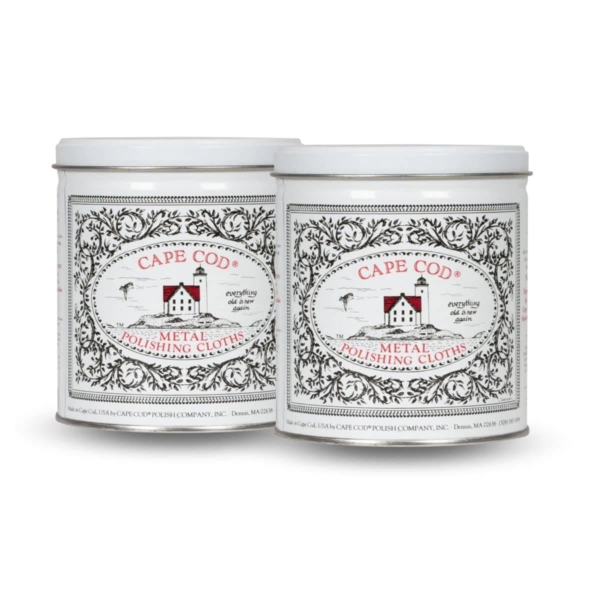 (Qty 2) of Cape Cod Polishing Metal Tin Bundle for Fine Metals | Each Tin Contains (12) 4X6 Polishing Cloths | (1) 12x12 Buffing Cloth | (1) Pair of Nitrile Gloves