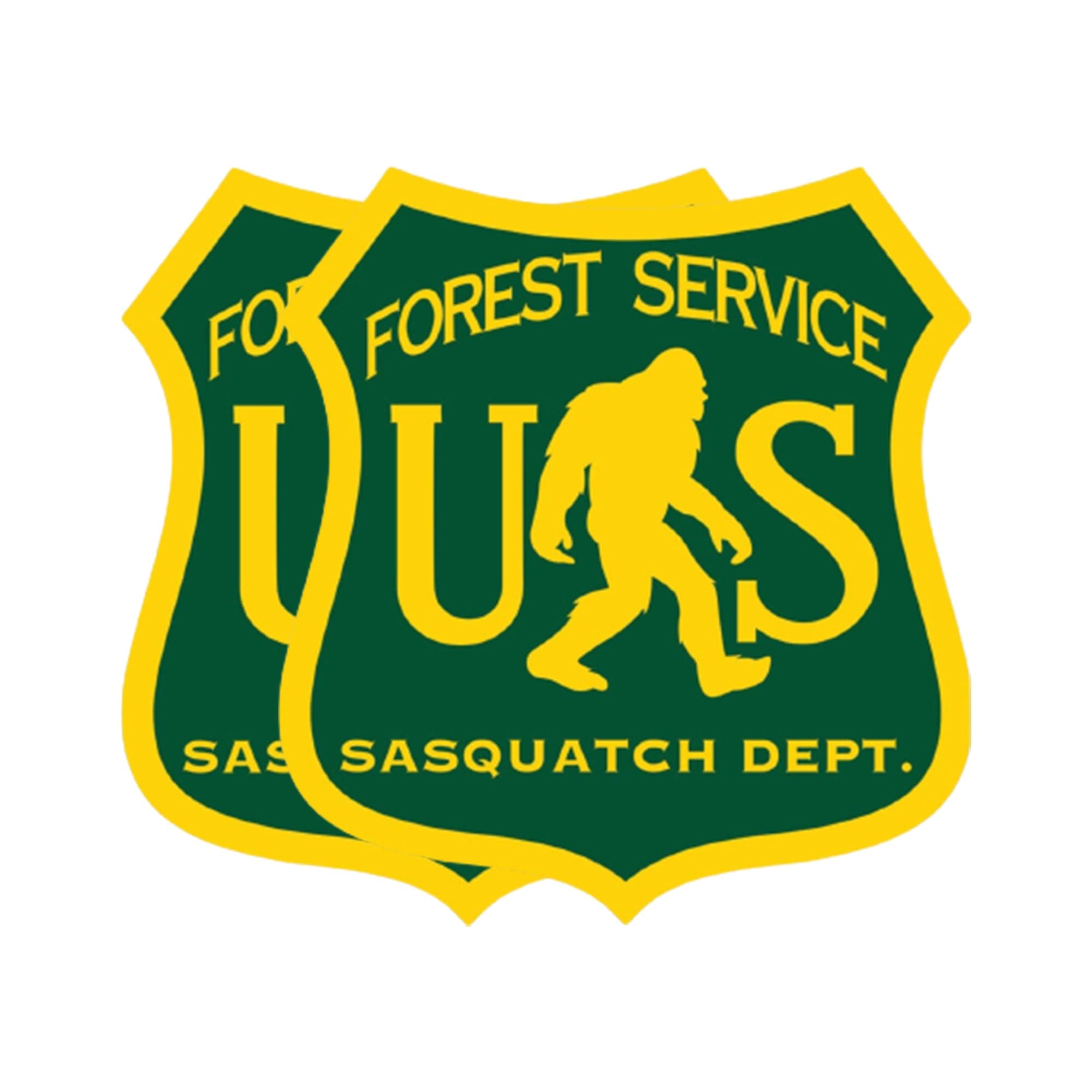 eDesign 2-Pack US Forest Service Sasquatch Dept Vinyl Sticker Bigfoot Decal - 4 Inches - Bigfoot Stickers for Car Truck SUV Van Window Bumper Wall Laptop Tablet Cup Tumbler and Any Smooth Surface