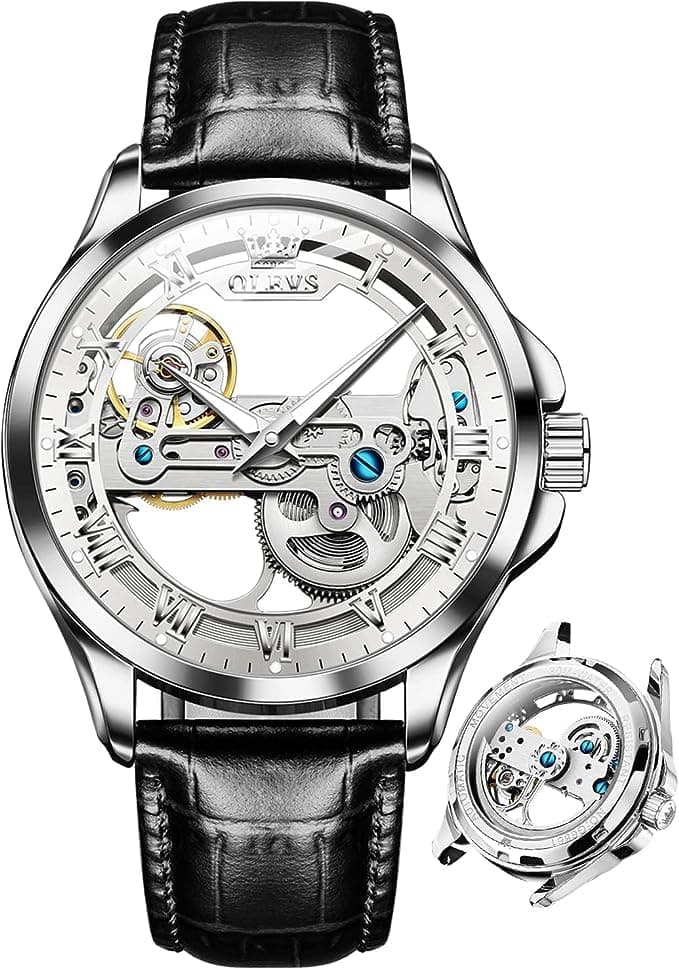 Sponsored Ad – OLEVS Skeleton Watches for Men Automatic Self Winding Mechanical Luxury Dress Leather Waterproof Luminous Men Wrist Watch