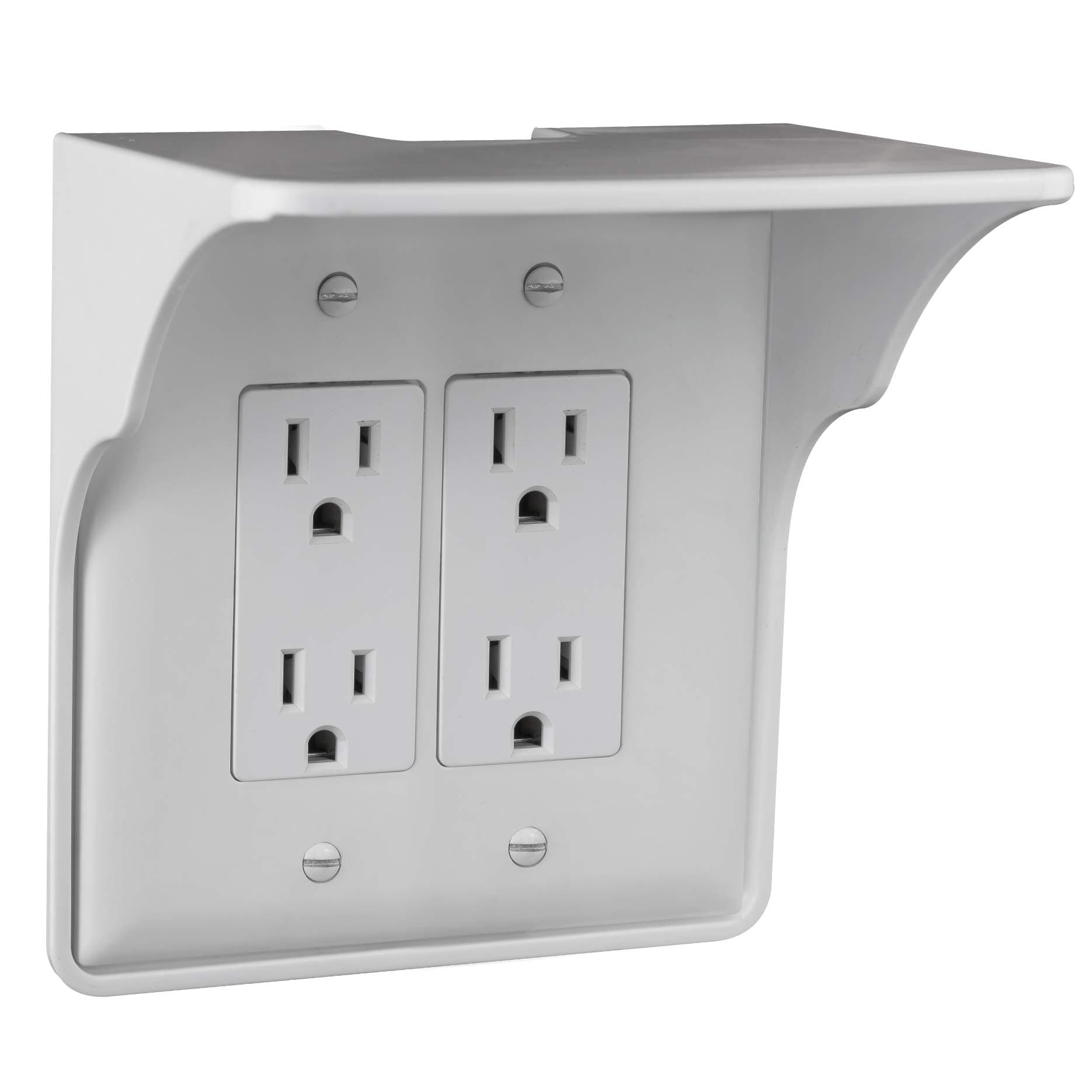 Storage Theory | Double Outlet Power Perch | Ultimate Outlet Shelf | Easy Installation, No Additional Hardware Required | Holds Up to 10lbs | White Color | Single Shelf