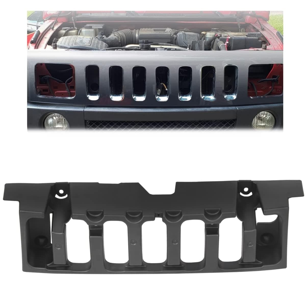 KUAFU Front Grille Support Bracket Compatible with 2006-2010 Hummer H3 2009-2010 Hummer H3T Replacement for HU1207100 15834198 Internal Grille Bracket Grill