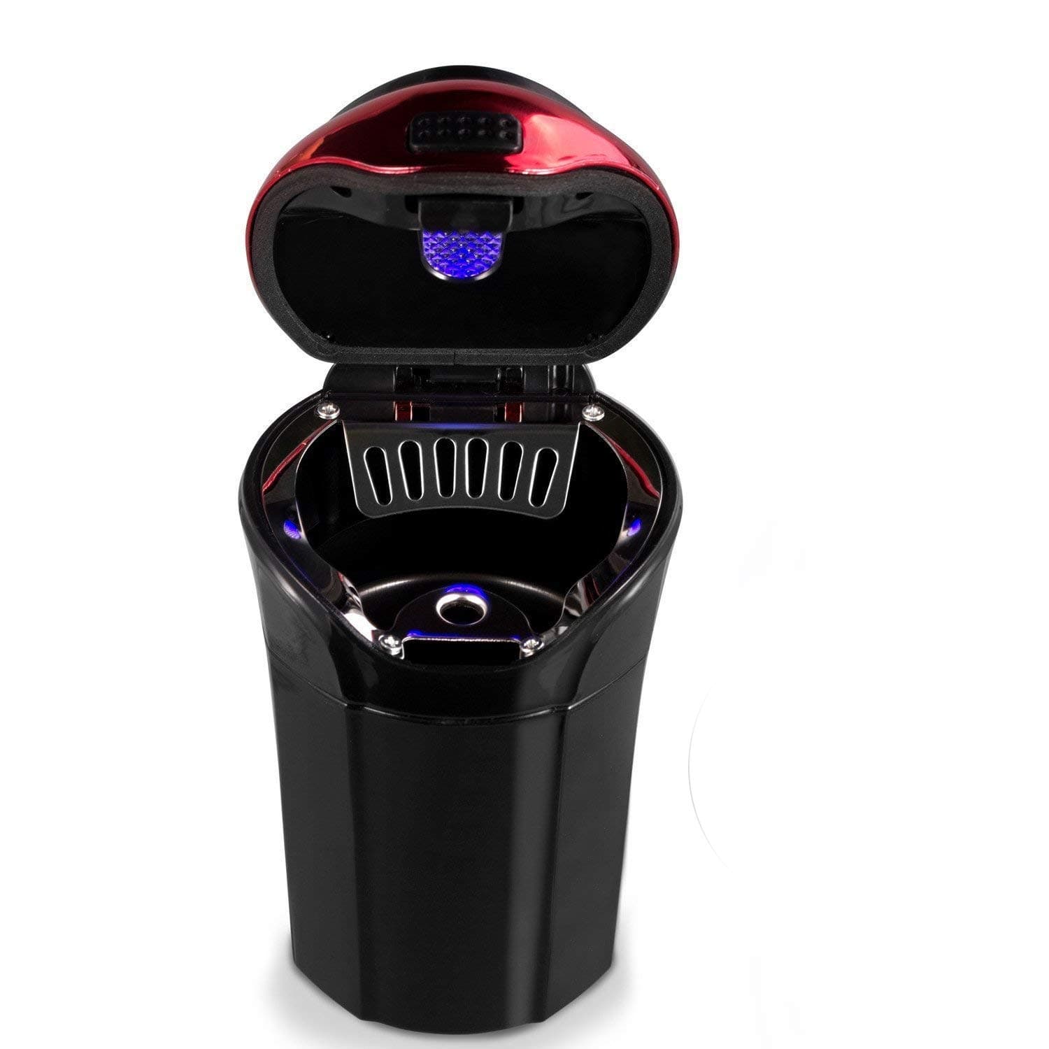 Car Ashtray Lighter Set Detachable With Lid, Blue LED Light Indicator for Home, Office and Travel