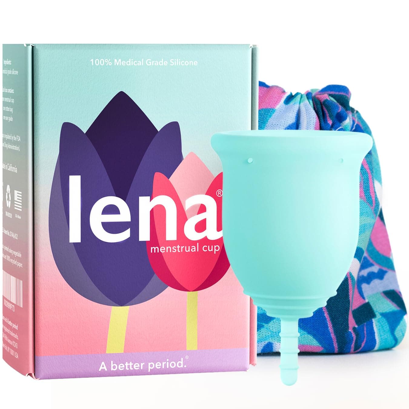Lena Cup Reusable Menstrual Cup | Turquoise, Large | Experienced and Advanced Cup Users | Tampon, Pad, and Period Disc Alternative | Feminine Care Hygiene Products