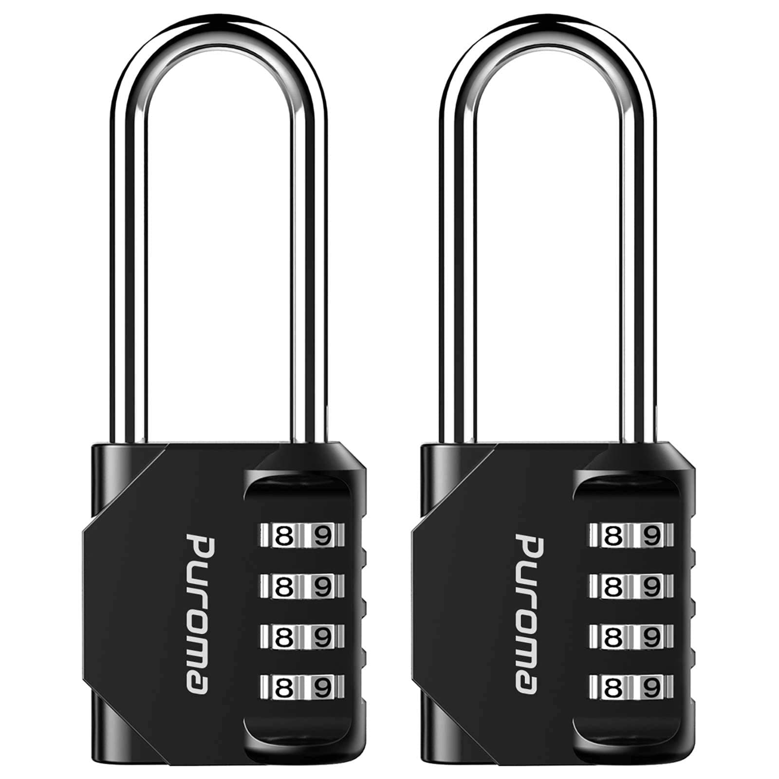 2 Pack 2.6 Inch Long Shackle Combination Lock 4 Digit Outdoor Waterproof Padlock for School Gym Locker, Sports Locker, Fence, Gate, Toolbox, Case, Hasp Storage (Black)