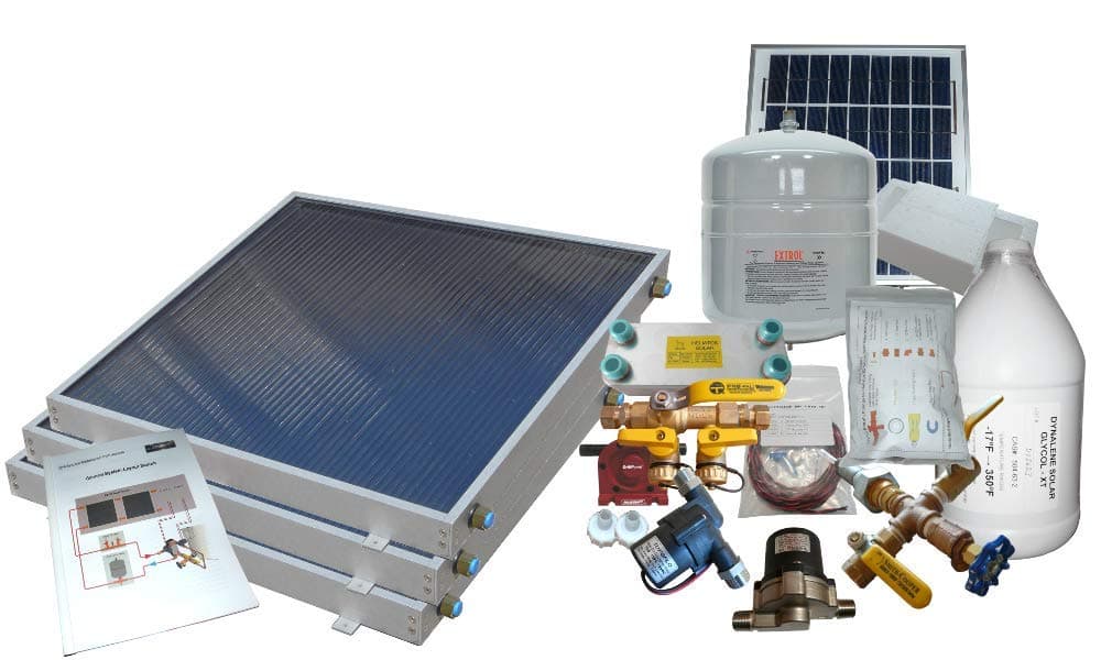 3 Panel Freeze Protected Hybrid Solar Water Heater Kit- Single Row Installation