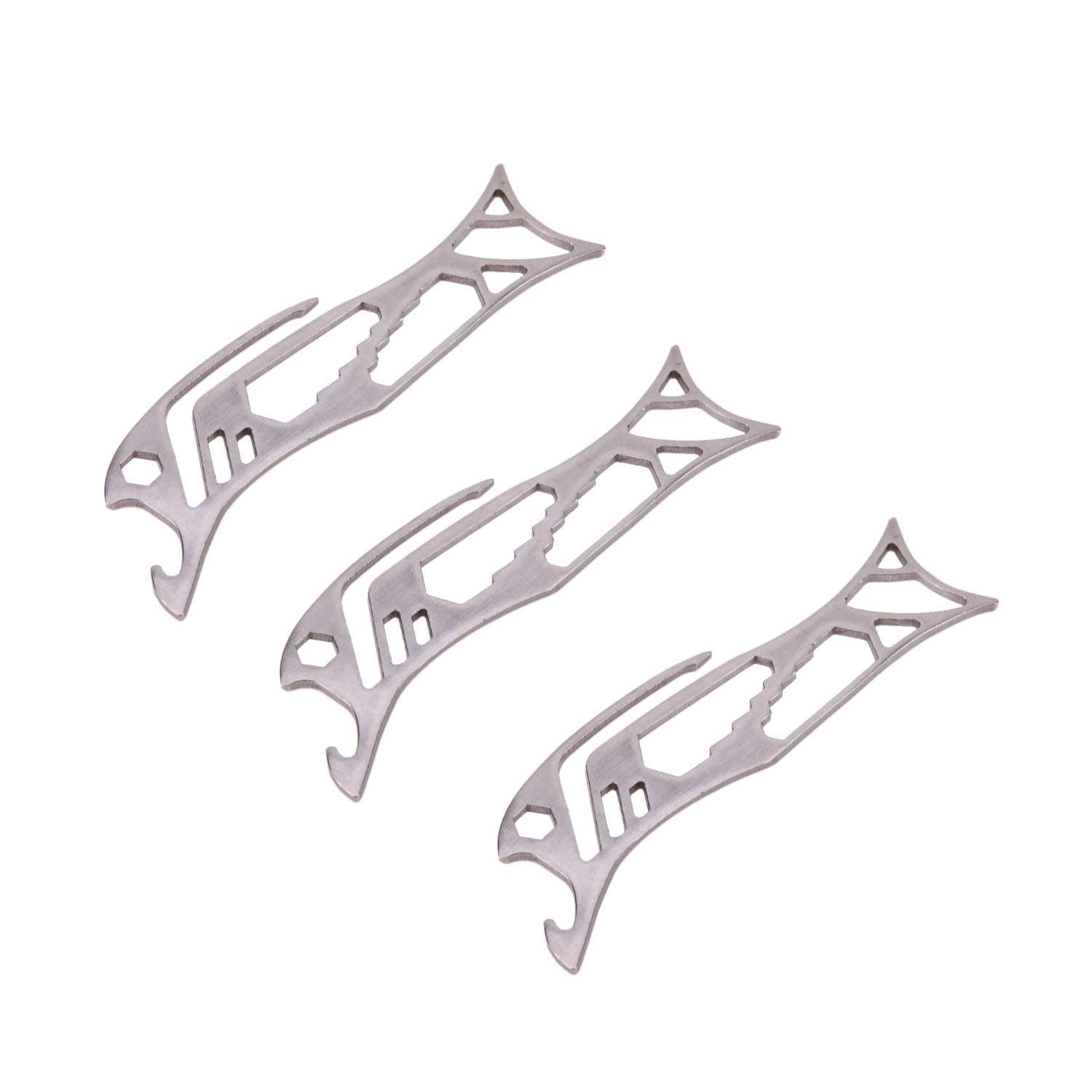 3 Pack of Piranha Multi Tools | Emergency Survival Kit and Camping Pocket Tool | Bottle Opener | Hex Wrenches | Rope Stopper | EDC | Free USA Shipping