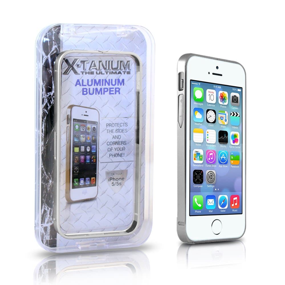 X-Tanium Aluminum Bumper Case for iPhone 5/5s - Retail Packaging - Silver