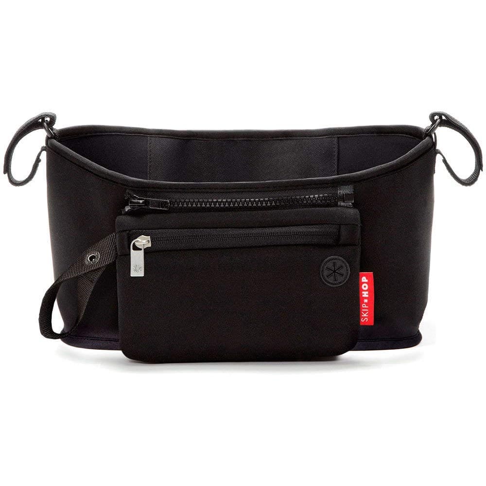 Universal Stroller Organizer – Grab & Go, Black | Adjustable Baby Stroller Caddy with Cup Holders & Zip-Off Wristlet | Lightweight Organizer for Diapers, Bottles & Essentials