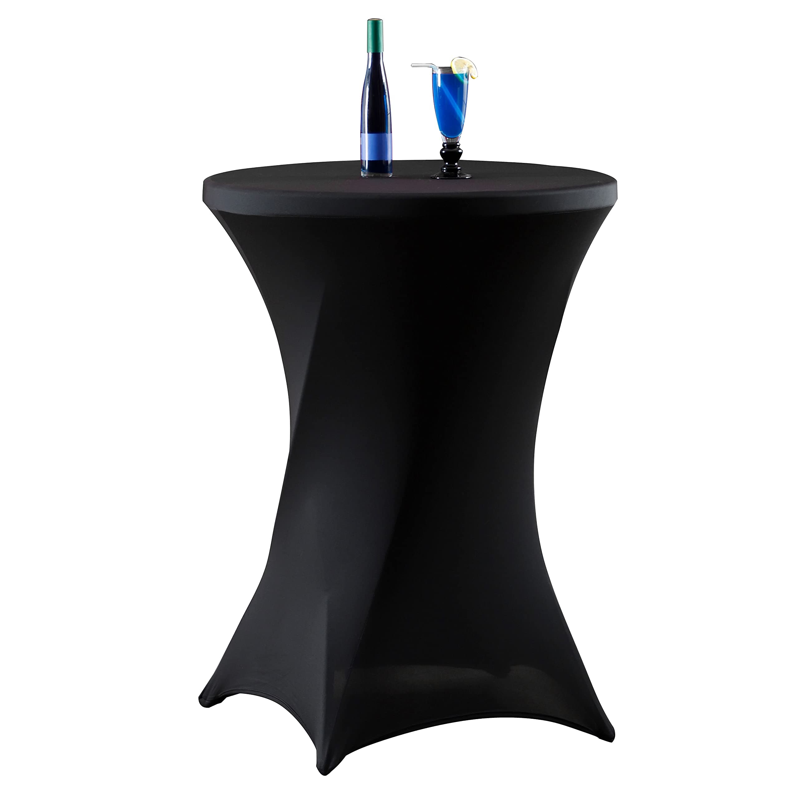 4 Pack 23"x43" Black Folding Cover Cocktail Tablecloth with Stretch Spandex Fitted Table Cover for bar Table, Wedding Table, Cocktail Table