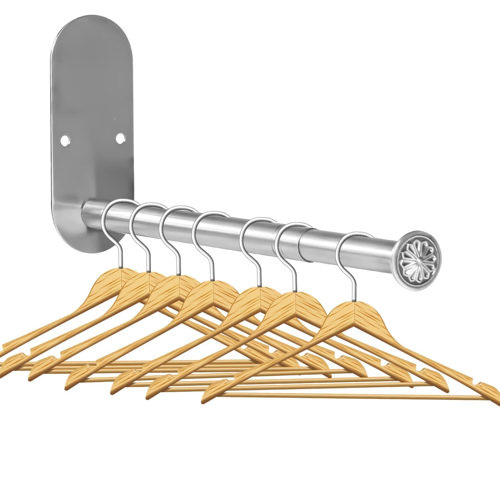 Clothes Hanger Storage 2 Pieces Stainless Steel Retractable Space Saving Wall Mounted Clothes Rack Organizer Adhesive or Drilling Installation (Length 10.6")