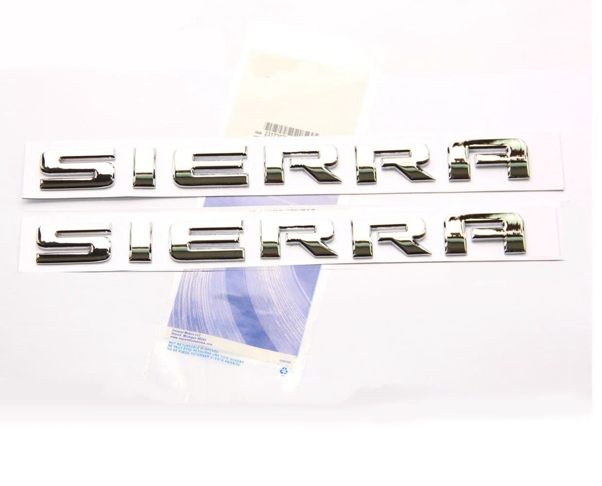 Yoaoo 2Pack OEM Chrome Sierra Nameplates Letter Emblems Badges Glossy Compatible with 2500Hd 3500Hd Sierra