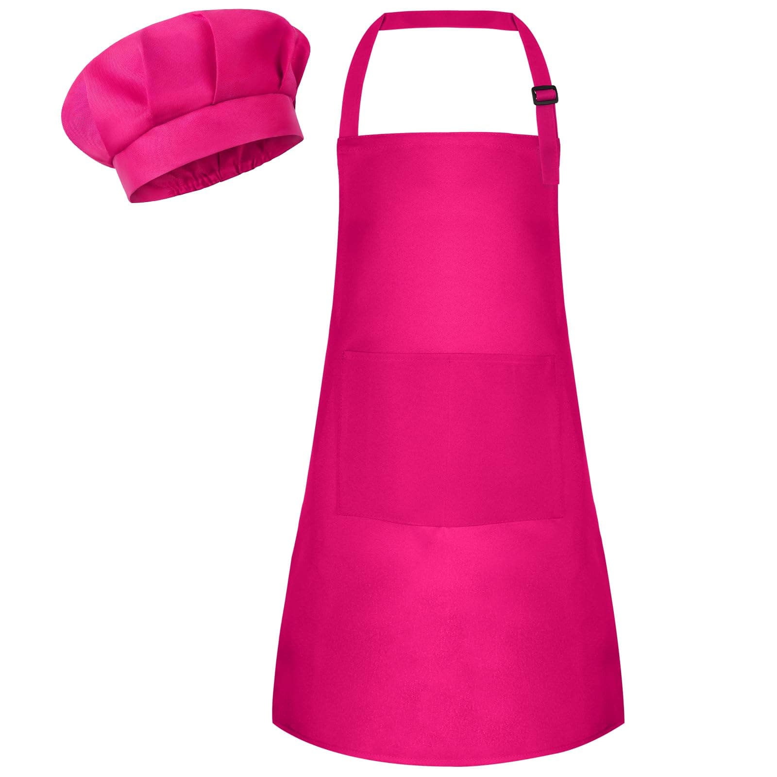 Kids Apron and Chef Hat Set Children Apron Adjustable with 2 Pockets Children Chef Painting for Cooking Baking