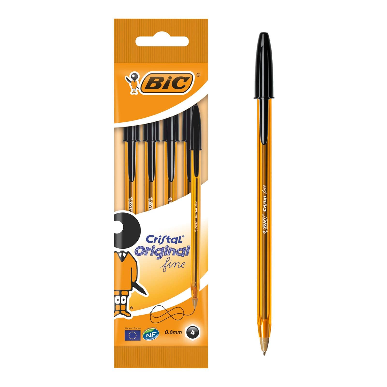 BIC Cristal Fine Ballpoint Pen Pack of 4 black