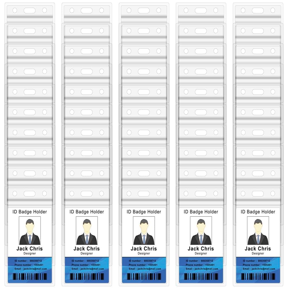 ID Card Case/Extra Thick Badge Holder,Fits RFID/Proximity/Badge Swipe Cards or Credit Card,Vertical Sealable Waterproof Clear Plastic Name Tag (50)