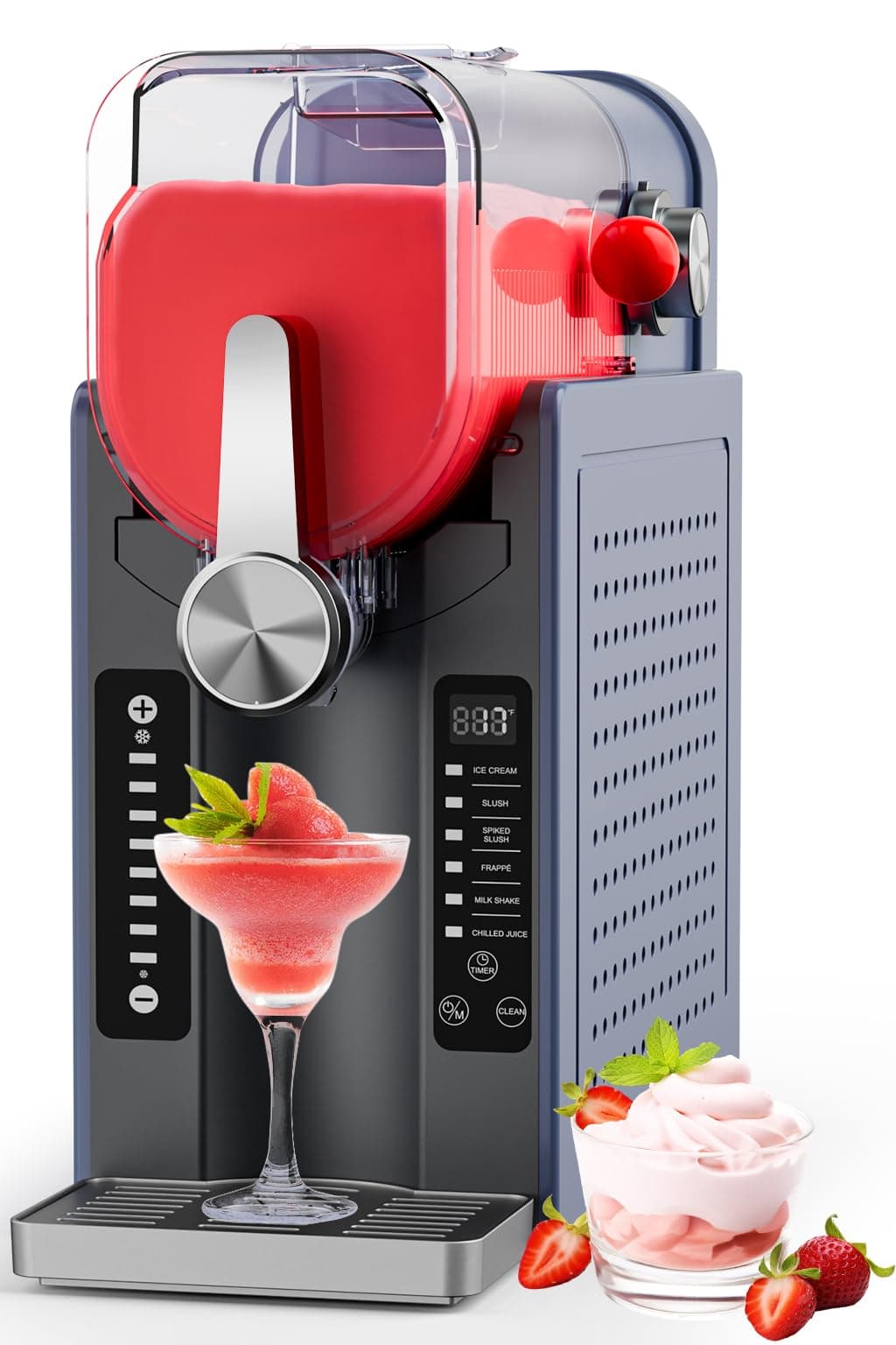 Slushie Machine, No Ice Needed Slushy Maker for Home, Real-Time Temp Display, Auto-Clean, 6 Preset | Frozen Margaritas, Cocktails, Frappés, Ice Cream, Smoothies, Milkshakes,Summer Parties, Blue