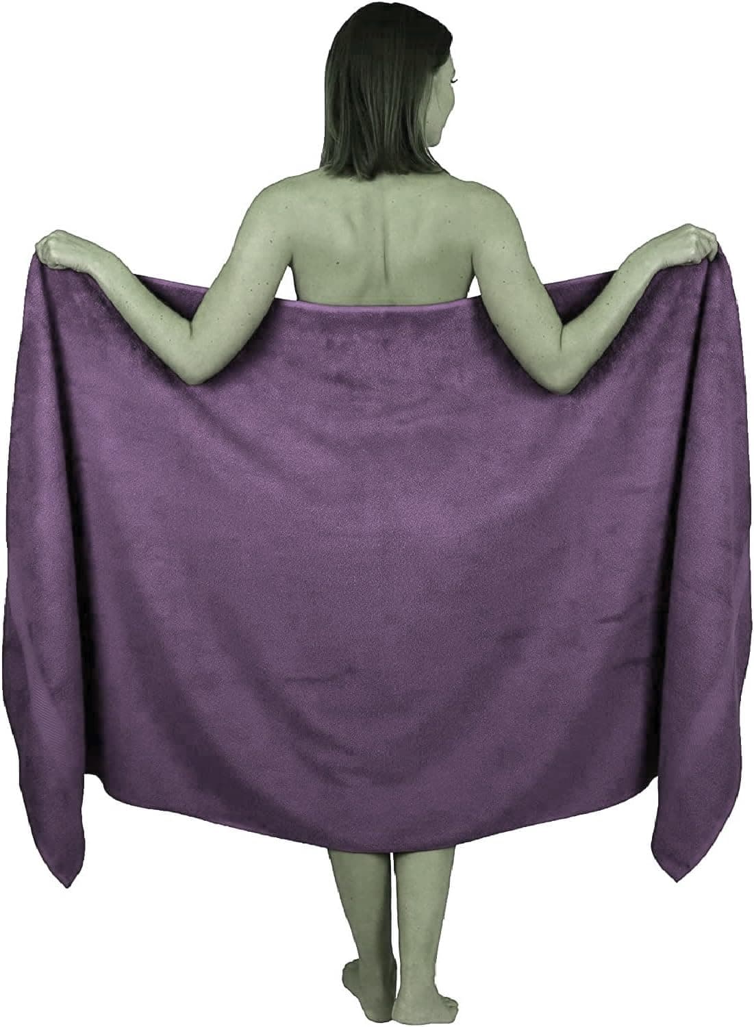 Extra Large Bath Sheet 100 x 200 cm Super Jumbo Big Bath Sheets Towels Beach Body Wrap XL Bath Towels 600-GSM (Purple)