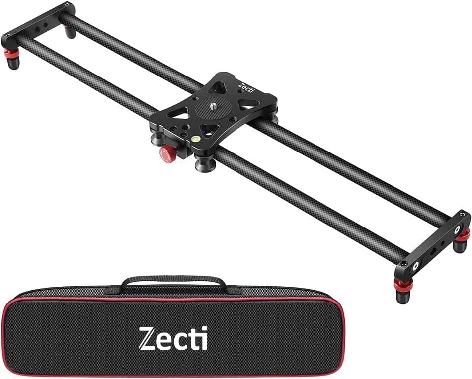 Zecti 23.6" / 60cm Camera Slider, Adjustable Carbon Fiber Camera Dolly Track Slider Video Stabilizer Rail(Max Load: 8kg/18lbs) with 4 Bearings for Camera DSLR Video Movie Photography Camcorder Stabili