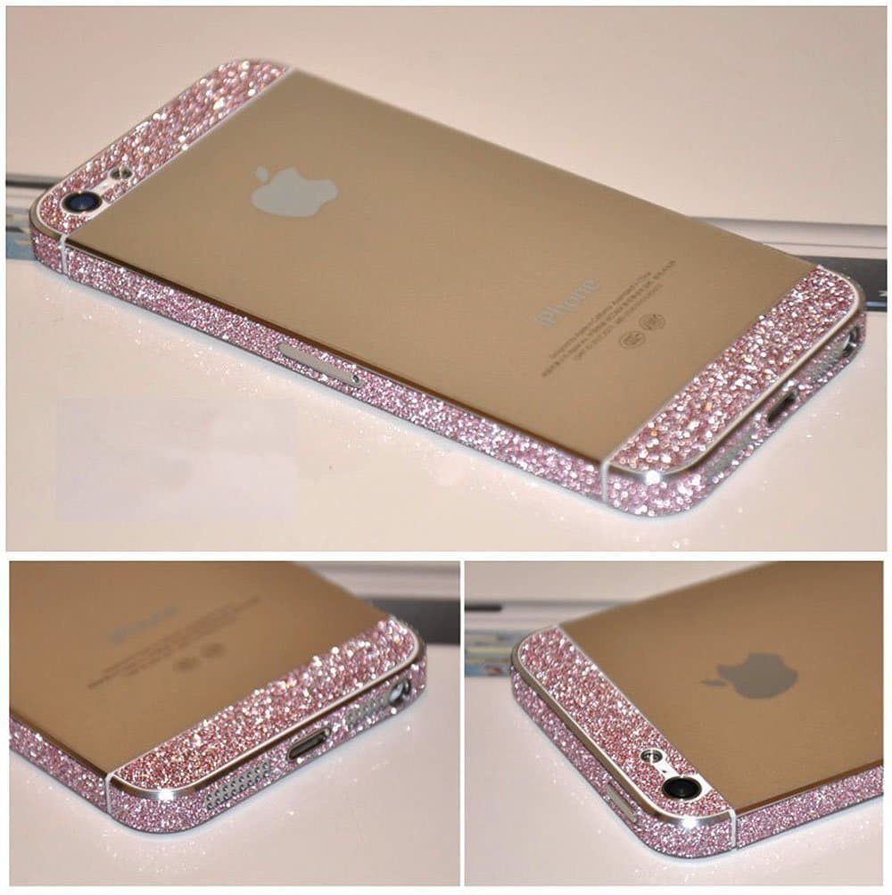 Bumper Side Luxury Glitter Bling Sticker Skin for Iphone 5 Pink Color