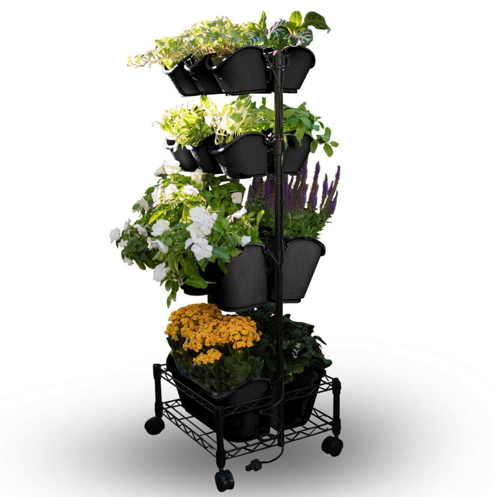 Watex Mobile Green Wall (Double Frame, Black) , BPA Free Planters
