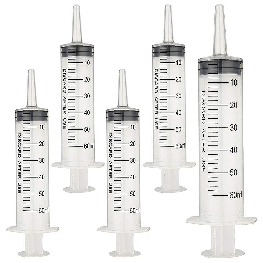 Blunt Tip Liquid Syringe Without Needle - Resin Refilling Glue Lube Liquid Plastic Syringes, 5 Pack 60 ml/cc Syringes for Lip Gloss Base Ink Precision Oil Craft Applicator