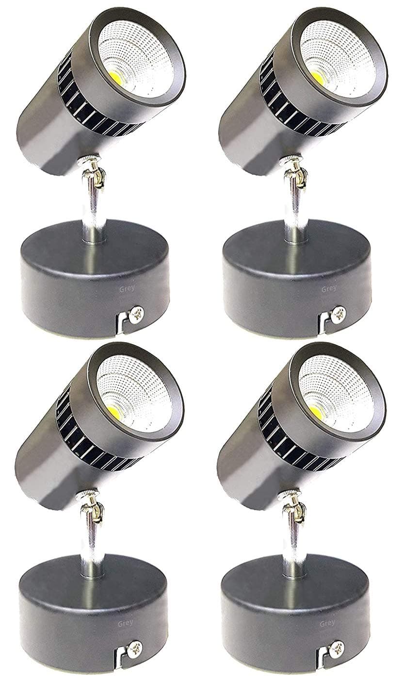 GreyWings 6W LED Wall Spot Light, Focus Light, Black Body, (Cool White,Aluminium), Pack of 4