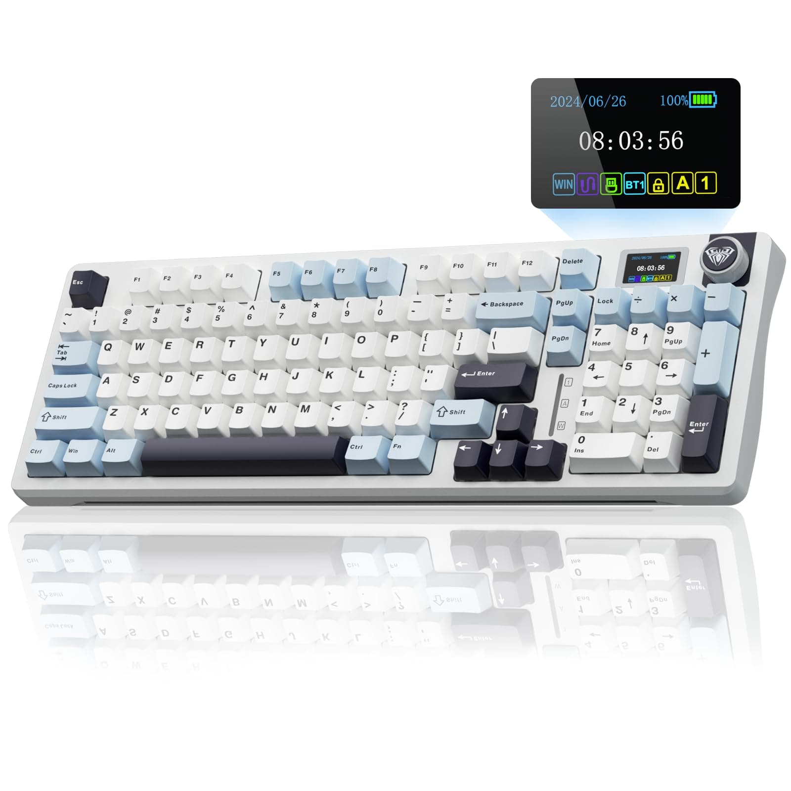 AULA S98 Pro Wireless Mechanical Keyboard,Smart Screen & Knob,Tri-Mode BT5.0/USB-C/2.4GHz Creamy Keyboard,Pre-lubed Linear Switches,Hot Swappable RGB Backlit Computer Gaming Keyboards
