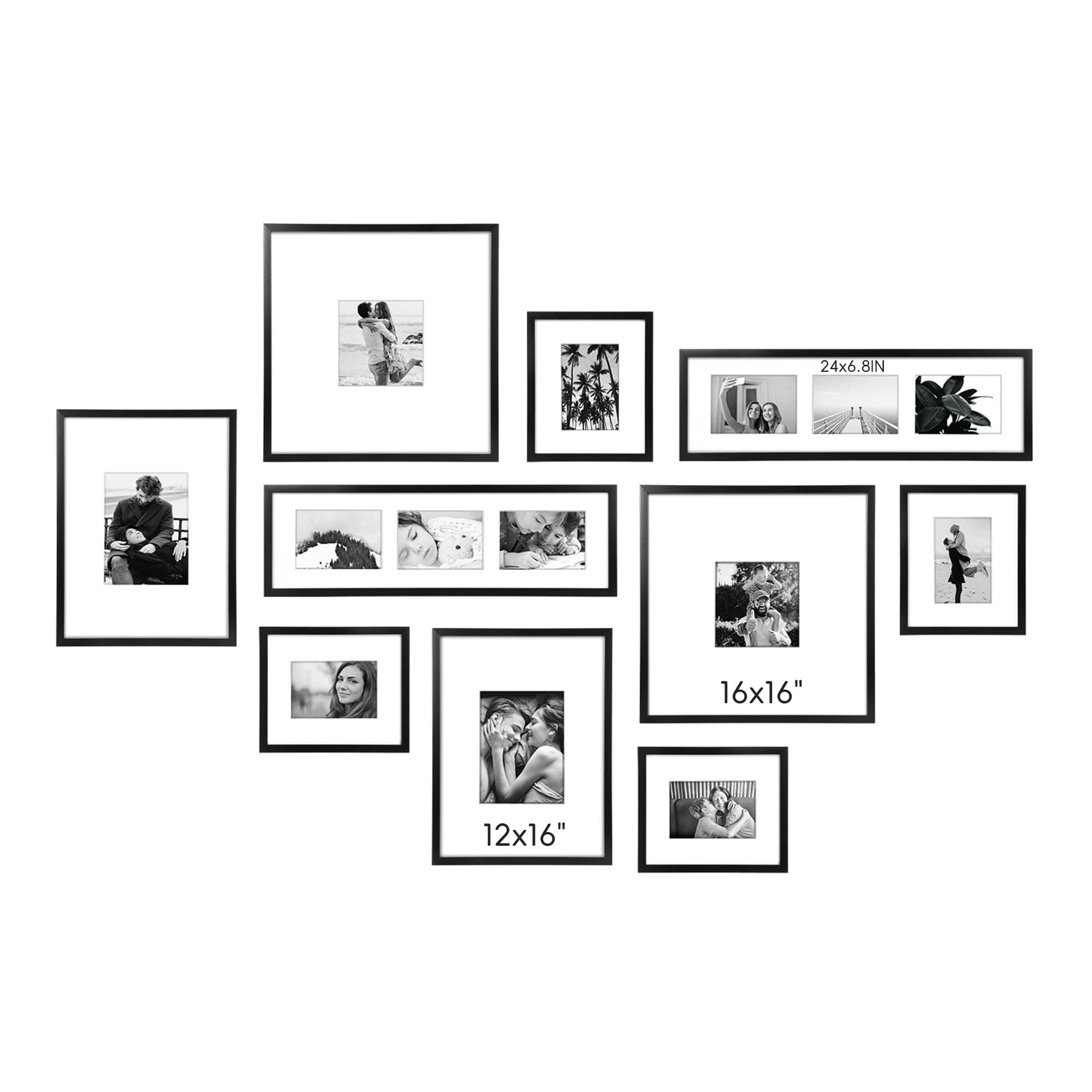 ArtbyHannah Assorted Sizes Gallery Wall Frame Set, Black Picture Frame Collage for Living Room, Staircase & Home Decor (Large)